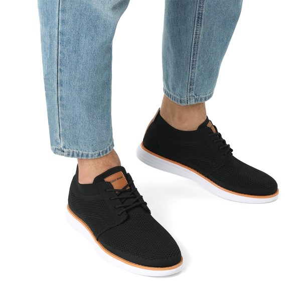 [KnitFlex Breeze] Men's Breathable Mesh Oxford Sneakers - BLACK - 6
